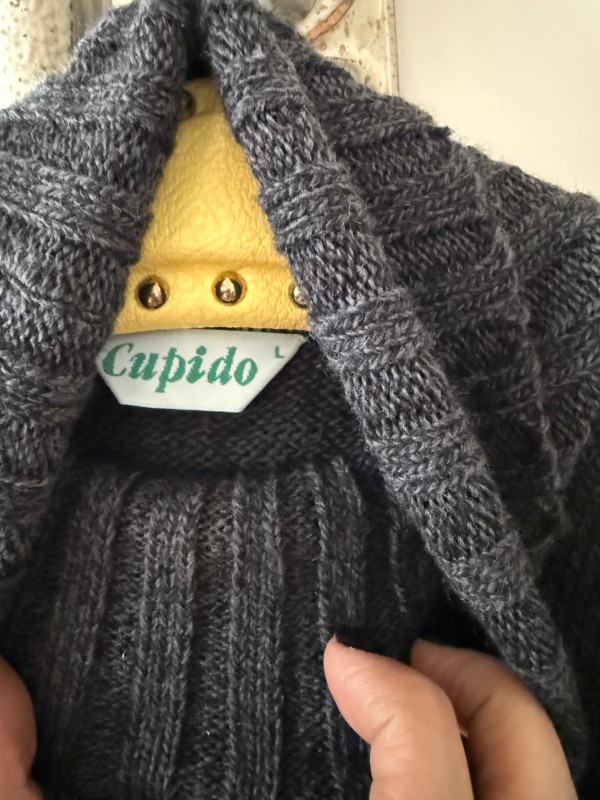 Vintage Made in Italy Gri Boğazlı Kazak 