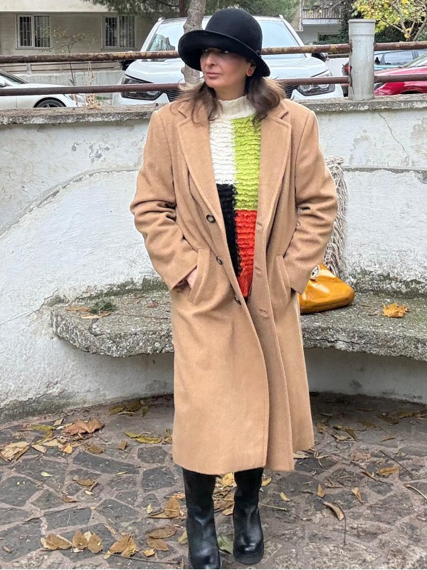 Vintage Camel Yün Manto