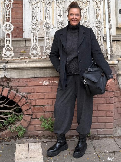 Vintage Made in Italy Gri Boğazlı Kazak 