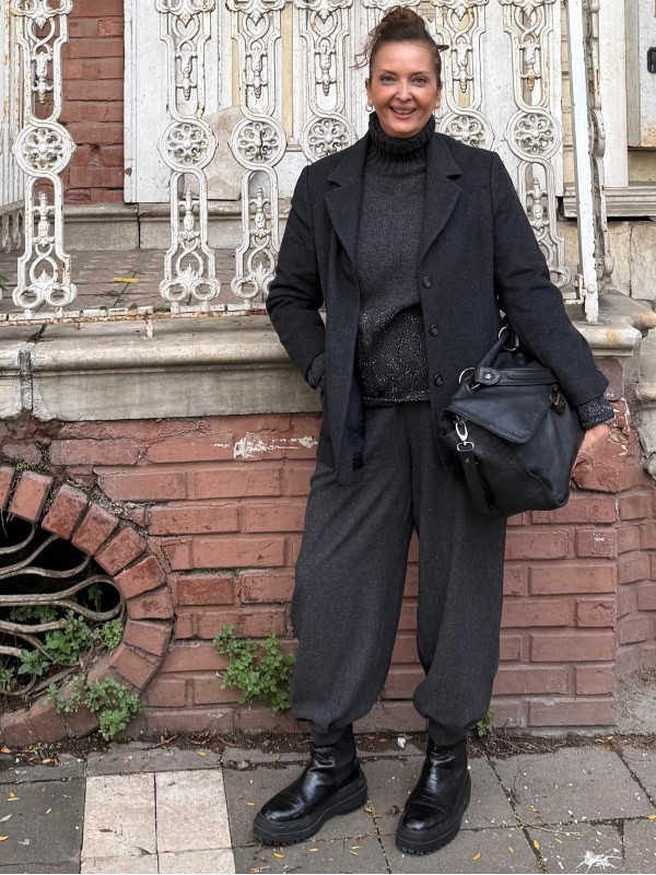 Vintage Made in Italy Gri Boğazlı Kazak 