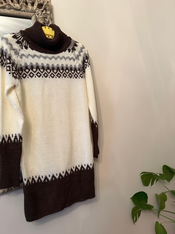 Vintage Jakarlı Boğazlı Kazak/ Tunik