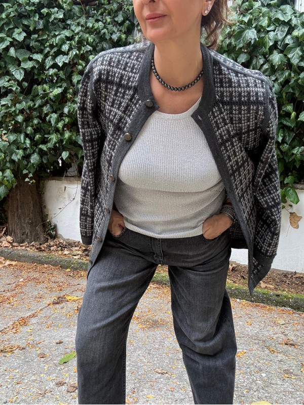 Vintage Gri Simli Triko TwinSet