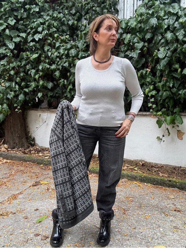 Vintage Gri Simli Triko TwinSet