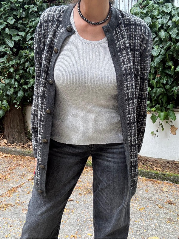 Vintage Gri Simli Triko TwinSet