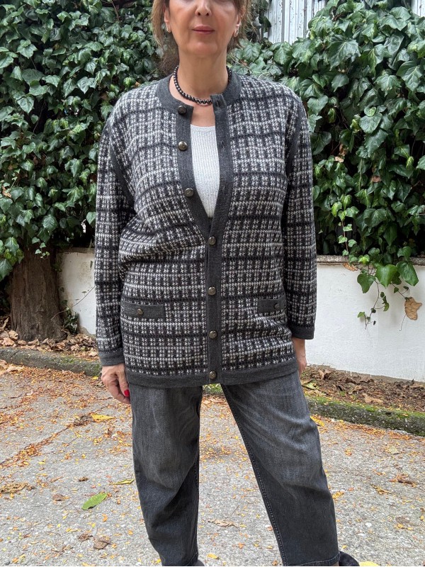 Vintage Gri Simli Triko TwinSet