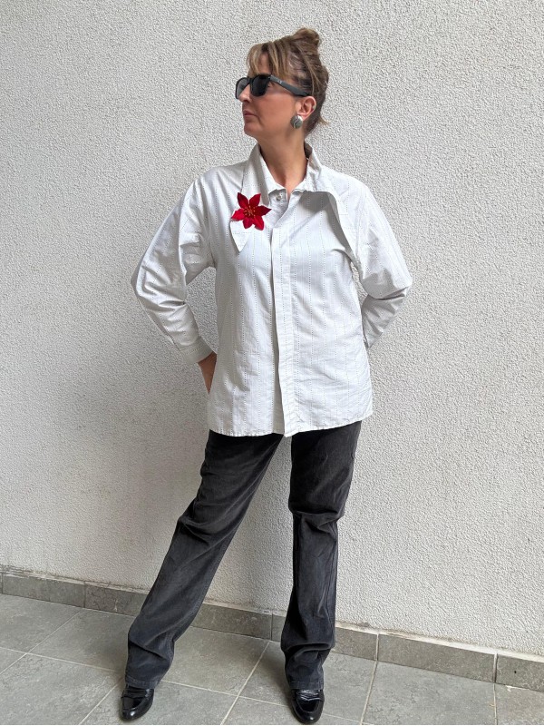 Vintage Vakko Çizgili Gömlek 