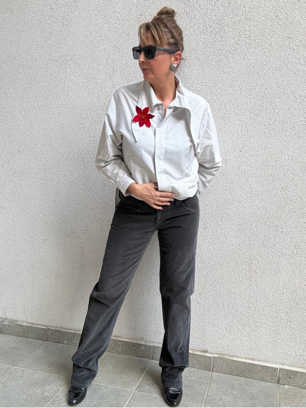 Vintage Vakko Çizgili Gömlek 