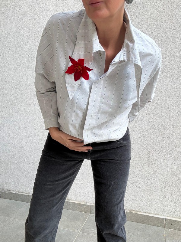 Vintage Vakko Çizgili Gömlek 