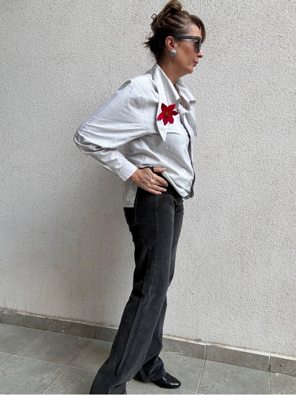 Vintage Vakko Çizgili Gömlek 