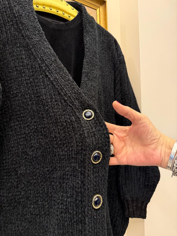 Vintage Siyah Kadife TwinSet 