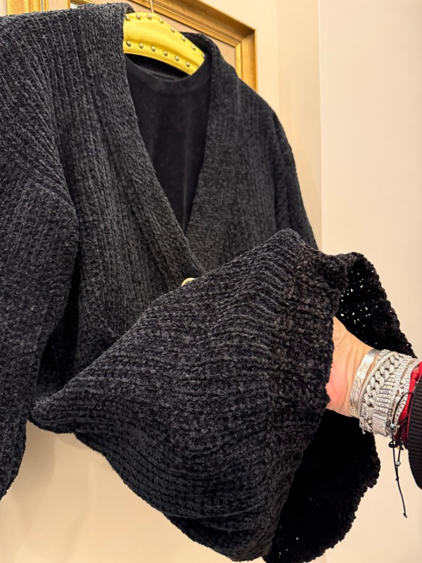 Vintage Siyah Kadife TwinSet 