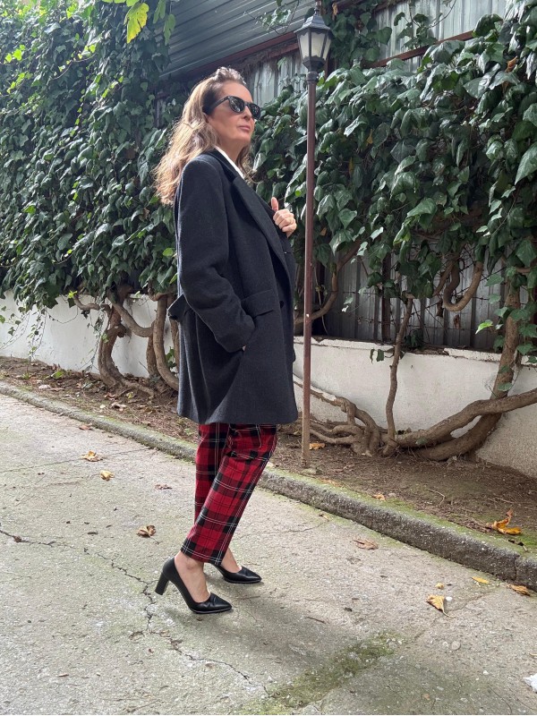 Vintage Antrasit Made in USA Yün Kaban 