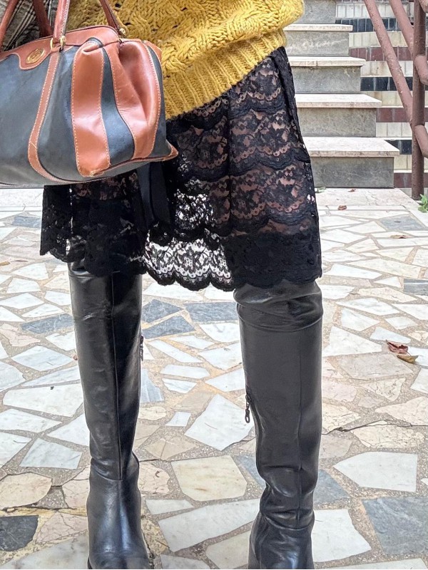 Vintage Saxon Lingerie 60s Dantel Etek / Jüpon