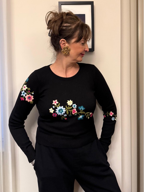 Moschino Jeans Çiçek Nakışlı Kazak