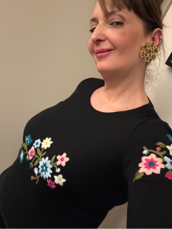 Moschino Jeans Çiçek Nakışlı Kazak