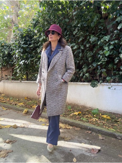 Vintage Balıksırtı Yün Palto 