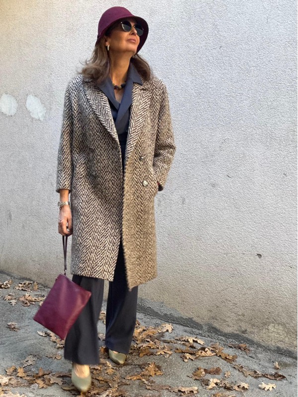 Vintage Balıksırtı Yün Palto 