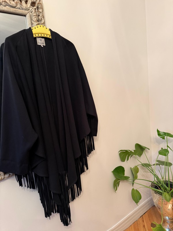 Vakko Vintage Süet Püsküllü Pelerin