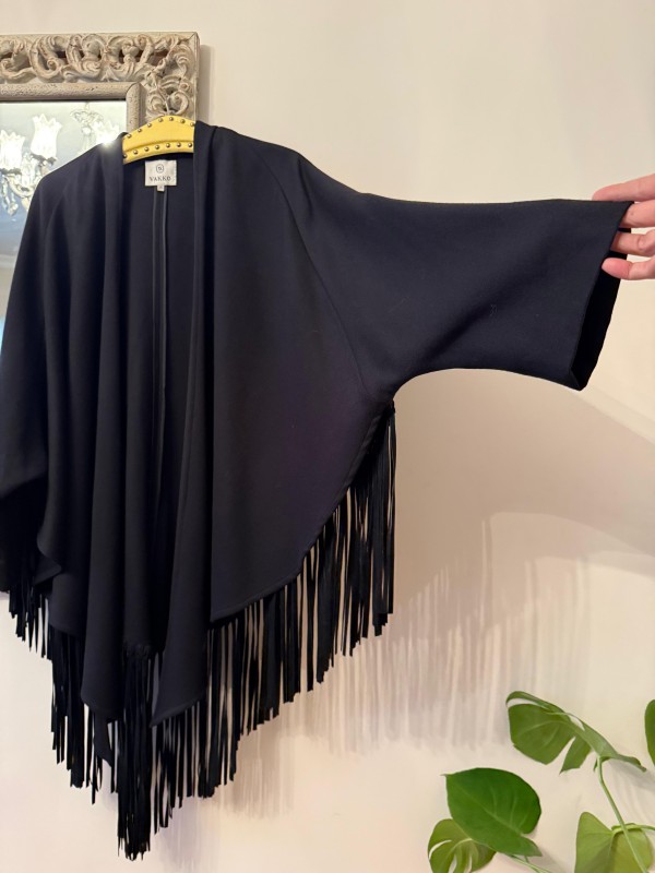 Vakko Vintage Süet Püsküllü Pelerin