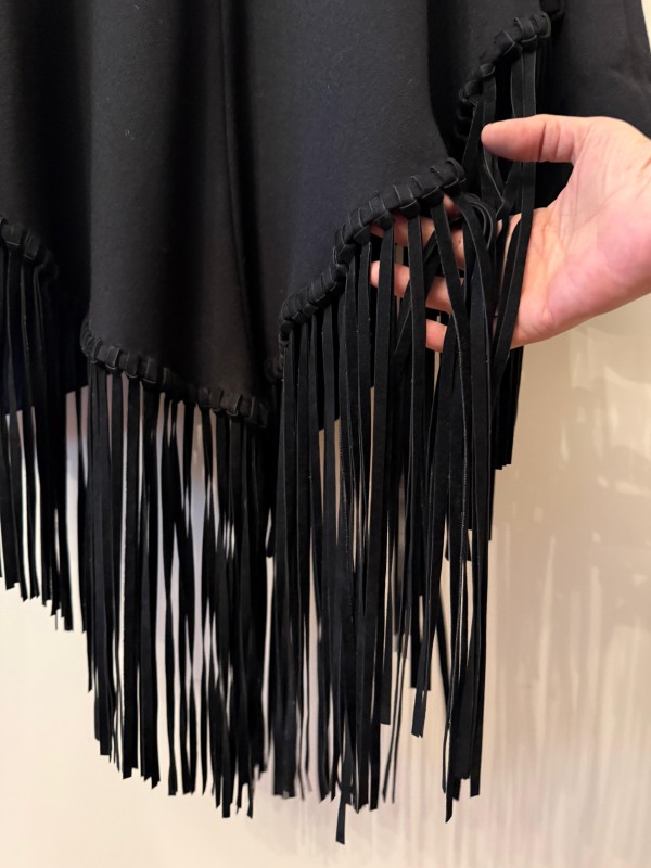 Vakko Vintage Süet Püsküllü Pelerin