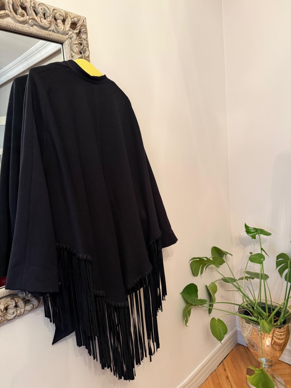 Vakko Vintage Süet Püsküllü Pelerin