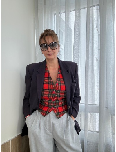 Vintage Kırmızı Tartan Made in Germany Yelek Vintage Kırmızı Tartan Made in Germany Yelek