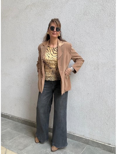 Vintage  Cupro /Tencel  Saten Yakalı Ceket