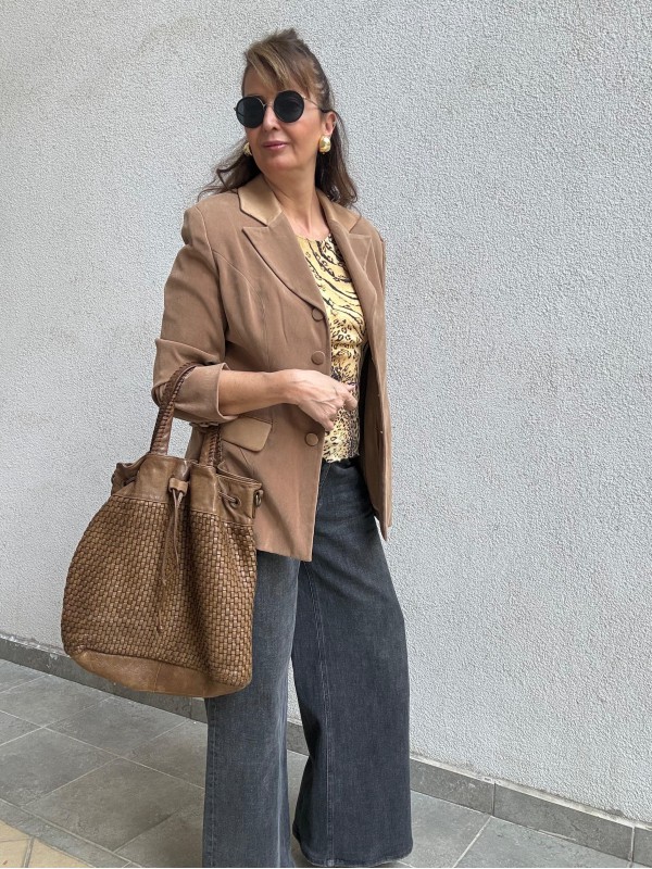 Vintage  Cupro /Tencel  Saten Yakalı Ceket