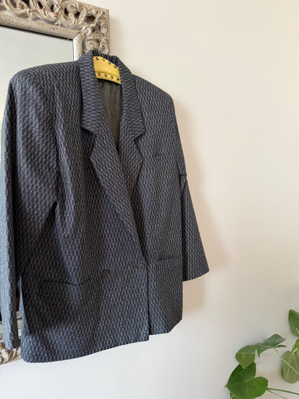 Titiz Geometrik Desenli Boyfriend Ceket