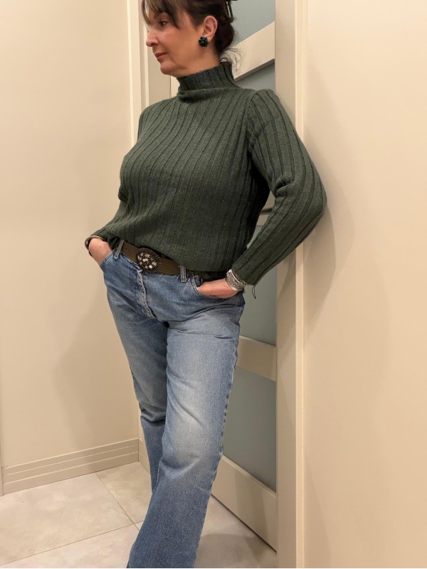 Fitilli Triko Kazak / Haki