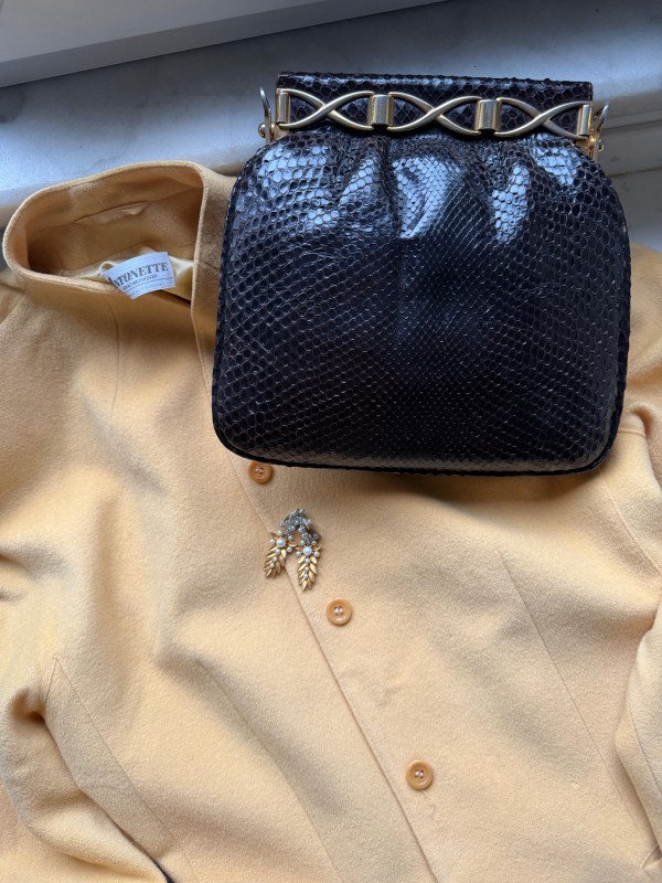 Vintage Yılan Derisi Clutch Çanta