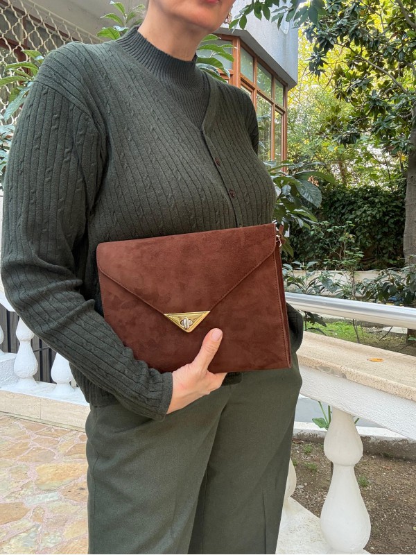 Goya  Vintage Süet Kiremit Çanta