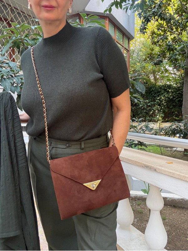 Goya  Vintage Süet Kiremit Çanta