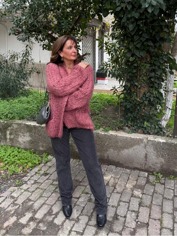 Vintage 80 Süet Detaylı Hırka