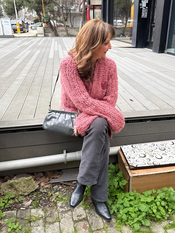 Vintage 80 Süet Detaylı Hırka