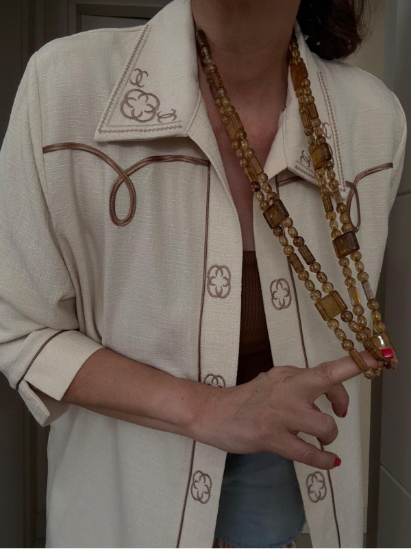 Vintage sıkma kehribar kolye