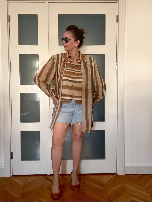 Vintage Yelek Detaylı Şifon Gömlek 