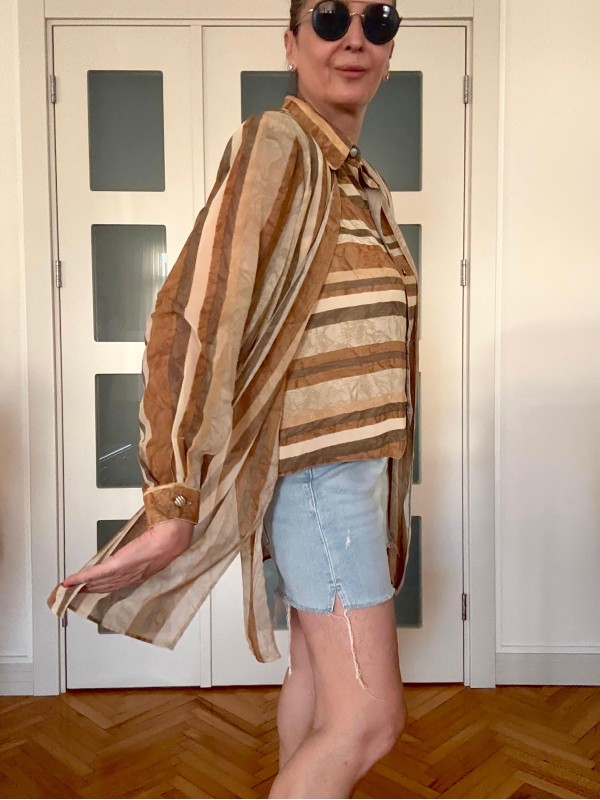 Vintage Yelek Detaylı Şifon Gömlek 