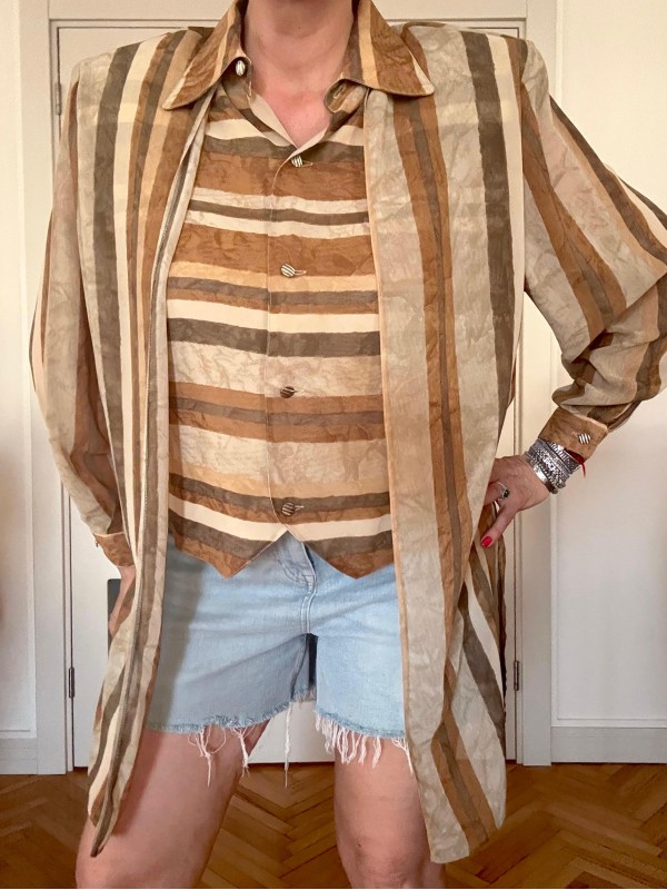 Vintage Yelek Detaylı Şifon Gömlek 