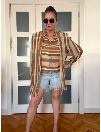 Vintage Yelek Detaylı Şifon Gömlek 