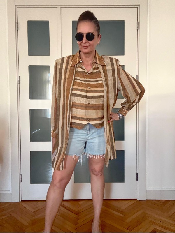 Vintage Yelek Detaylı Şifon Gömlek 