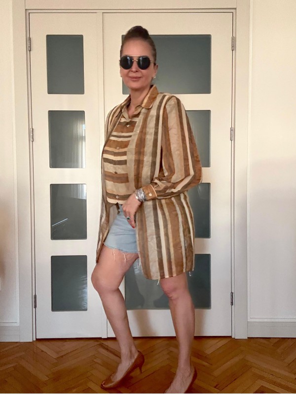 Vintage Yelek Detaylı Şifon Gömlek 