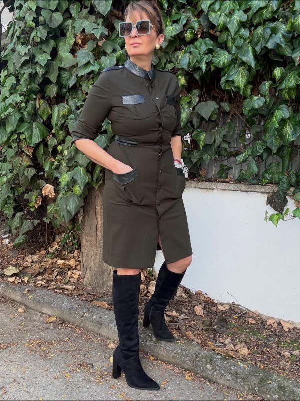 Vakko Vintage Haki Elbise 