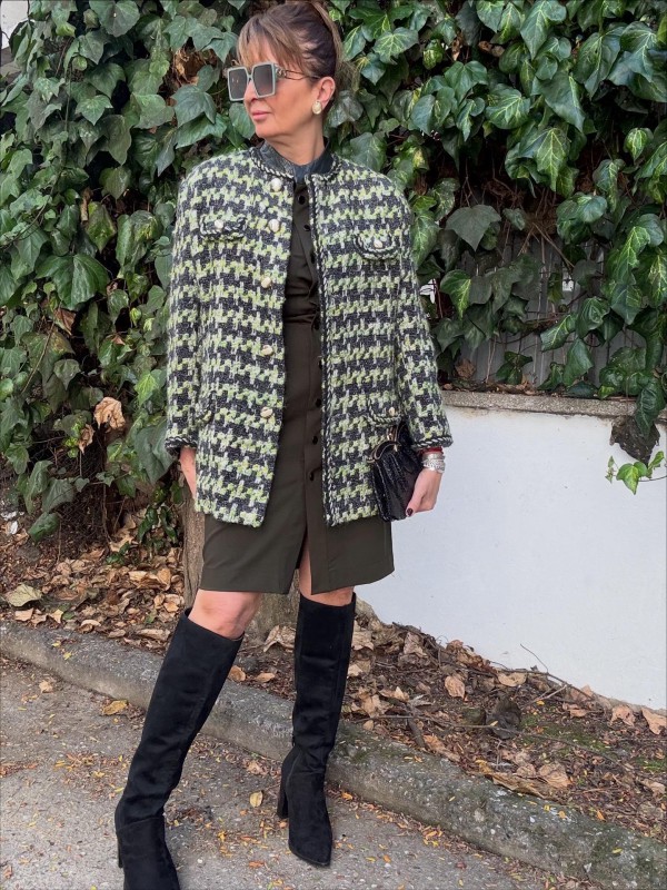 Vakko Vintage Haki Elbise 