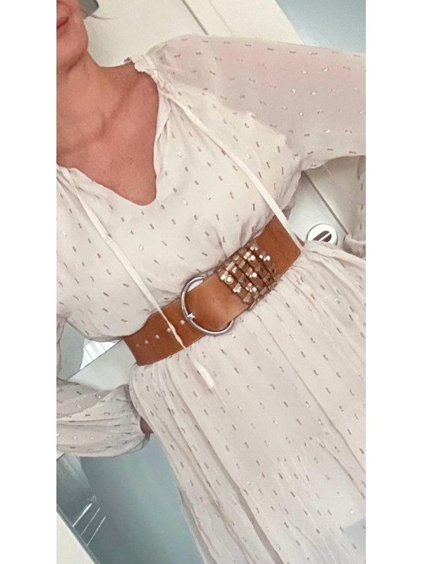 Vintage 80s Mudo Metal ve Boncuklu  Kalın Kemer 