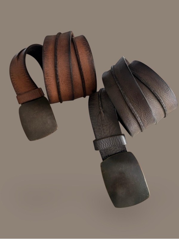 Vintage Taba & Gri Kalın Kemerler 