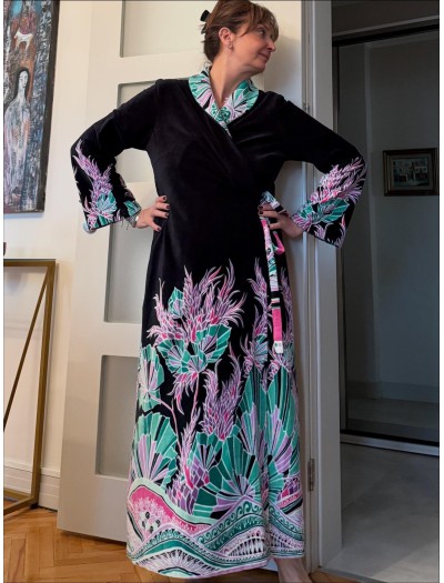 Vintage Kadife Çok Renkli Sabahlık 