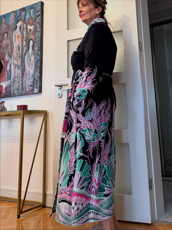 Vintage Kadife Çok Renkli Sabahlık 