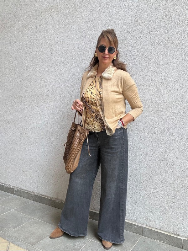 Vintage Yakası Kürklü Hırka