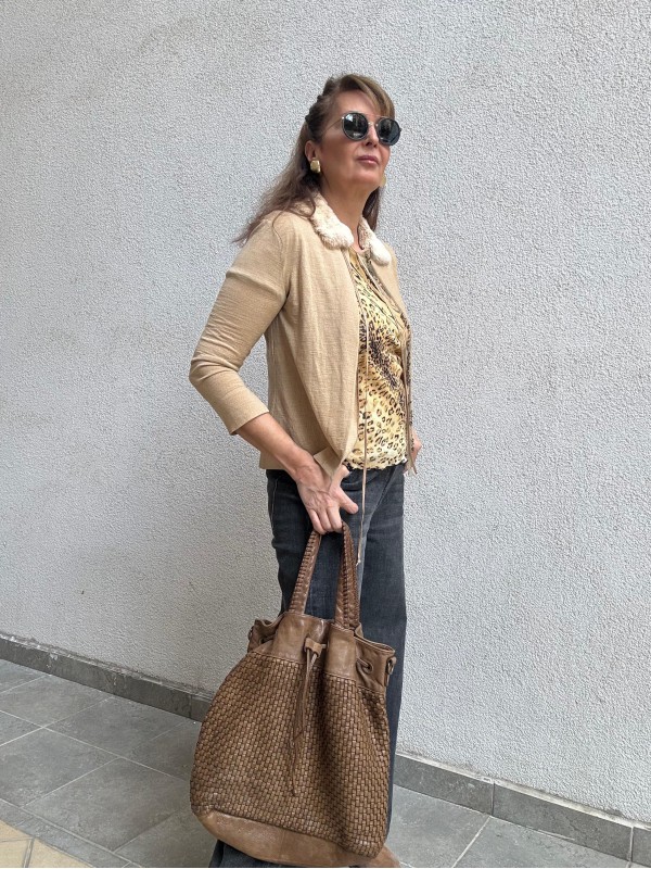 Vintage Yakası Kürklü Hırka